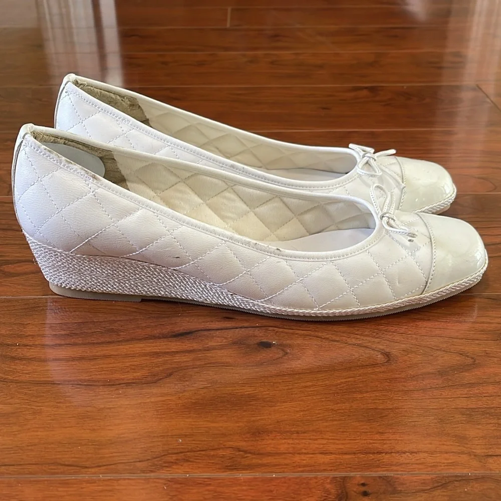 COPY - Sesto Meucci White Quilted Leather Wedges Shoes